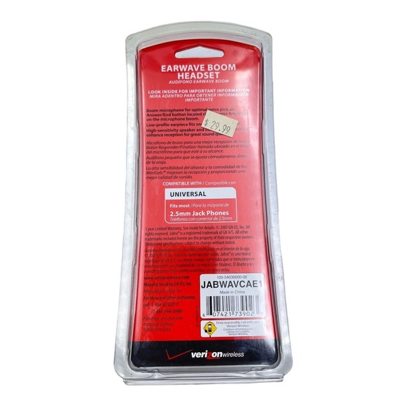 Jabra JABWAVCAE1 Corded Headset Earwave Boom fits most 2.5mm Jack Phones - Picture 3 of 3